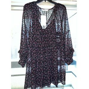 Zara Basics black & floral print dress